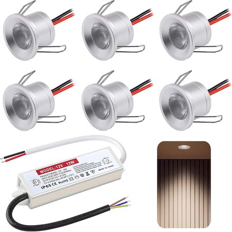 6er-set Einbaustrahler, 2 W, 12 V, Ip65 Wasserdicht, 25–28 Mm Einbauöffnung, Küche, Bad, Carport