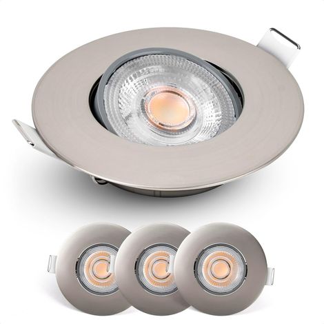 Set Mit 3 Einbaustrahlern, Dimmbar, 4,9 W Led, Warmweiß 2700 K, 50° Verstellbar, Für Den Innenbereich