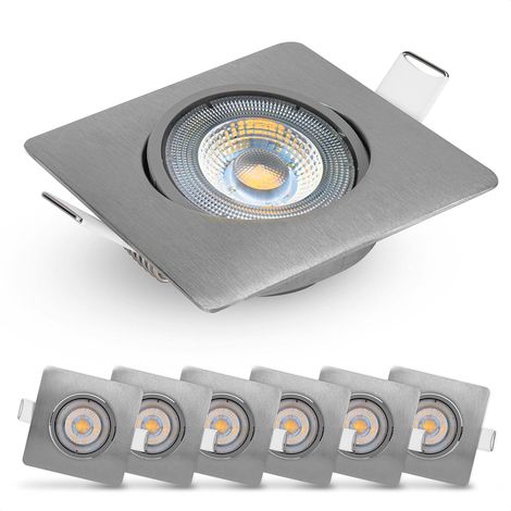 Set Mit 6 Einbaustrahlern, 50° Verstellbar, 5 W Led, 450 Lm, Warmweiß 3000 K, Für Wohnzimmer, Küche, Büro