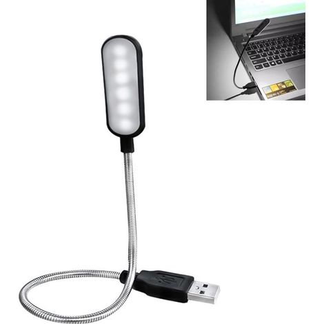 Flexible Led-usb-lampe, Mini-led-usb-lampe Mit 6 Dimmbaren Leds Für Laptop/pc, 360° Verstellbarer Schwanenhals, Für Büro, Lesen, Camping, Kompakte Usb-betriebene Leuchte, Plug & Play