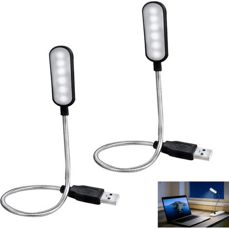 2-teilige Flexible Usb-led-lampe, Dimmbare Usb-lampe, Flexible Usb-lampe Mit 6 Leds Und Schwanenhals, Computer- Und Leselampe, Weiches Usb-licht Für Pc, Mac, Powerbank, Usb-tv, Geringer Stromverbrauch