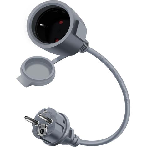 Schuko-verlängerungskabel, 1 M, Ip44, Kupferkabel, Innen-/außenstecker, Grau