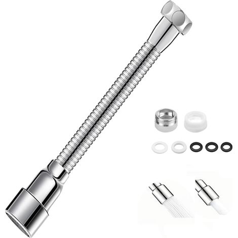 X 20 Cm Edelstahl-armaturenverlängerung Mit 2 Strahlarten, 360° Schwenkbarem Luftsprudler Und 22-mm-adapter Für Küche Und Bad