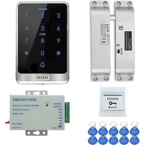 Zutrittskontrollsystem-set, Ip68 Wasserdichtes Touch-bedienfeld, Nc-elektroschloss, 12-v-netzteil, Geeignet Für Holz- Und Metalltüren