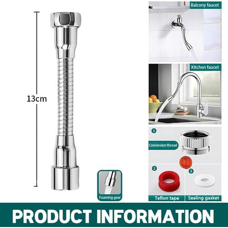 Wasserhahnverlängerungen, 360° Drehbar, Edelstahl, Abs, Wassersparend, Küche/badezimmer
