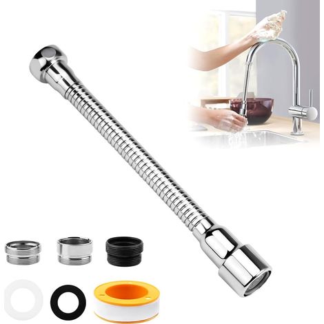 1-teilige Wasserhahnverlängerung, Edelstahl, 360° Drehbar, Gewindeadapter, Küche/badezimmer