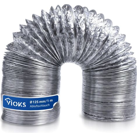 Abluftschlauch, 125 Mm Flexibler Aluminiumschlauch, 1 M Länge, Für Wäschetrockner, Dunstabzugshaube, Klimaanlage