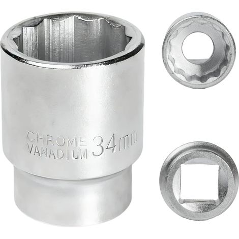 1 X 34-mm-steckschlüssel, Chrom-molybdän-stahl, 12-kant, 3/4"-vierkantantrieb, Für Schlagschrauber, Professioneller Einsatz