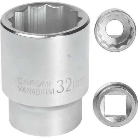 X 32-mm-steckschlüssel, Chrom-molybdän-stahl, 12-kant, 3/4"-vierkantantrieb, Für Schlagschrauber, Professioneller Einsatz