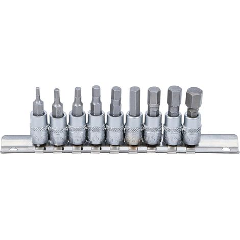 9-teiliger Steckschlüsselsatz Mit Bits, 6,3 Mm Vierkantantrieb, Innensechskant, Chrom-vanadium-stahl, Für Mechanische Anwendungen