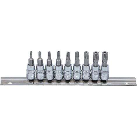 9-teiliges Torx-bit-steckschlüssel-set 6,3 Mm T10-t50 Chrom-vanadium-stahl-metallschiene