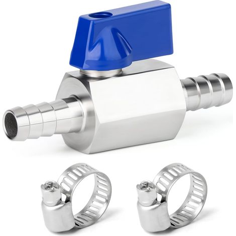 Kugelhahn Mit 8-mm-schlauchanschluss, Edelstahl 304, 2 Klemmen, Tropfbewässerung