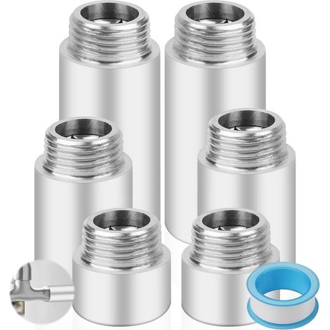 Set Mit 6 G1/2-wasserhahnverlängerungen, Edelstahl 20/40/60 Mm, Gewindeanschluss Für Badezimmer