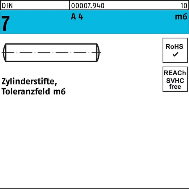 Zylinderstift din 7 5 m6 x 16 a 4 din 7
