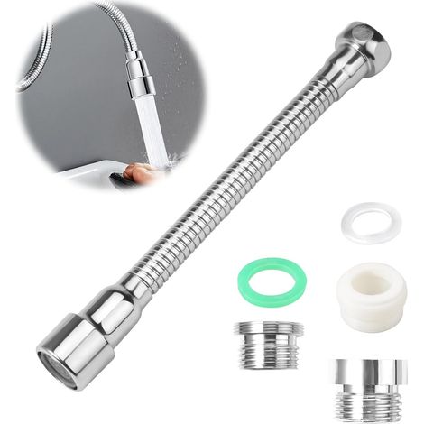X 20 Cm Edelstahl-armaturenverlängerung, 22 Mm Auf 24 Mm Adapter, 360° Drehbar, Für Küche Und Bad