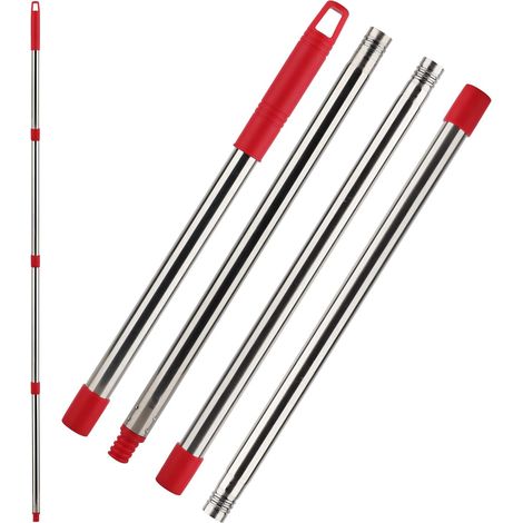 Ersatzstiel, Edelstahl, Verstellbare Stange, 4-teilig, Für Rotationsbesen