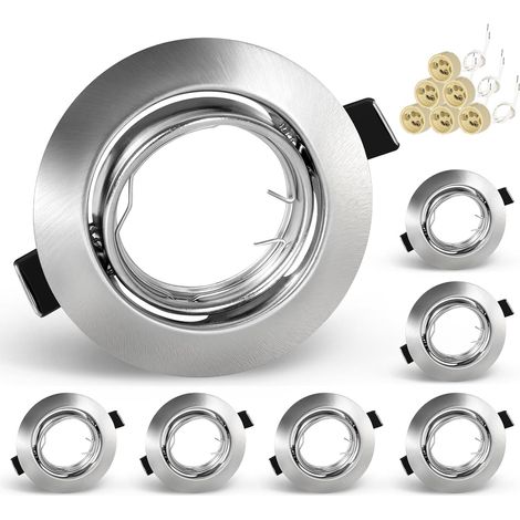 6er-set Einbaustrahler, Gebürsteter Edelstahl, 35° Verstellbar, Gu10-fassung 230 V, Wohnzimmer, Küche, Badezimmer