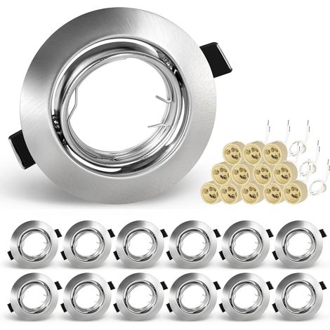 Set Mit 12 Einbaustrahlern, Gebürsteter Edelstahl, Gu10-fassung, 35° Verstellbar, Deckenleuchte Für Wohnzimmer Oder Küche