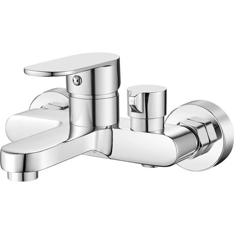 Wandmontierte Einhebel-badarmatur Mit 2 Auslässen, Verchromtes Messing, 1/2"-gewinde, Für Badezimmer