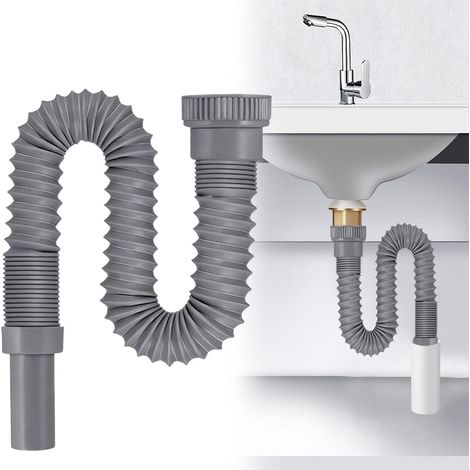 G1 1/2" Abflussrohr, Stahldraht, Ausziehbar 350-760 Mm, Für Küchen- Und Badezimmerspülen