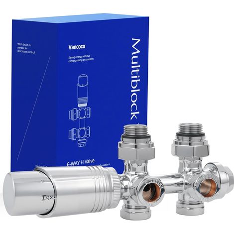 Universelles Chrom-multiblock-set, 50-mm-zentralanschluss, Thermostatventile Für Badezimmerheizkörper