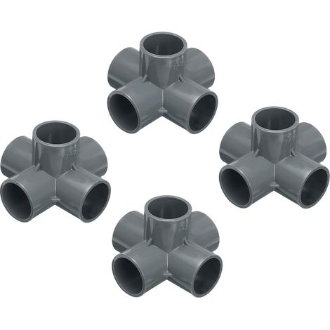 Set Mit 4 32-mm-5-wege-pvc-winkelstücken, Grau, Für Elektro- Und Bewässerungsleitungen