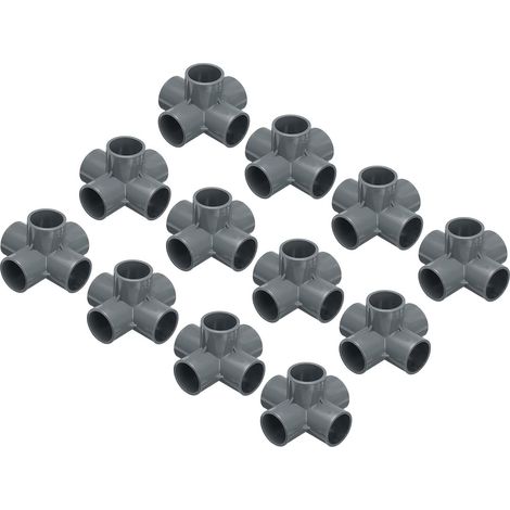 Packung Mit 12 Pvc-winkelverbindern, 32 Mm, 5-wege-verbinder, Grau, Für Elektro- Und Bewässerungsleitungen