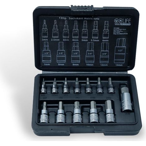 13-teiliger Metrischer Steckschlüsselsatz, S2-legierungsstahl, Verchromt, Größen 2 Mm–14 Mm, Für Die Mechanische Werkstatt