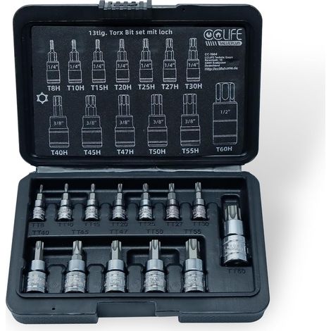 13 Torx-sicherheitsnüsse T8h-t60h, Stahl S2, 1/4", 3/8", 1/2", Antrieb Für Mechanische Anwendungen
