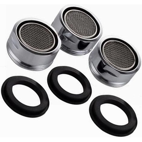 Set Mit 3 Wasserhahn-luftsprudlern (24 Mm), Verchromter Messing-wasserfilter, Wassersparend Für Küche Und Bad