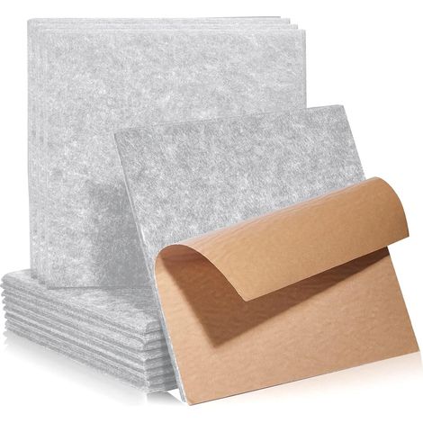 12er-pack Akustikpaneele, Selbstklebend, Quadratisch, Hohe Dichte, Grau, Für Wand Und Decke