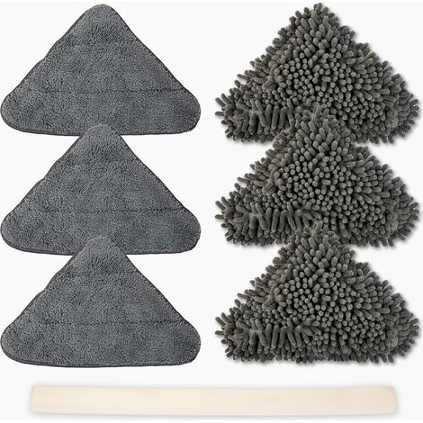 Dreieckige Moppbezüge, 3 Mikrofaser- Und 3 Chenille-bezüge, Silikonaufsatz, Für Böden Und Fenster