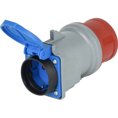 Schuko-auf-cee-3-poliger Adapter Ip44 16a Mit Schutzkappe Für Den Innen- Und Außenbereich