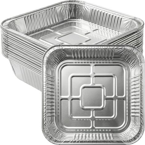 Packung Mit 20 Aluminium-tabletts, 20 X 20 X 4,5 Cm, Einweg-quadratform, Antihaftbeschichtet, Hitzebeständig, Für Heißluftfritteusen