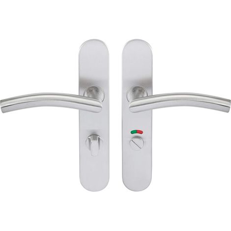 Paar Edelstahl-toilettentürgriffe Mit Schloss Und Kontrollleuchte, 228 X 43 Mm, Befestigungsdurchmesser 195 Mm, Türdurchmesser 38–55 Mm