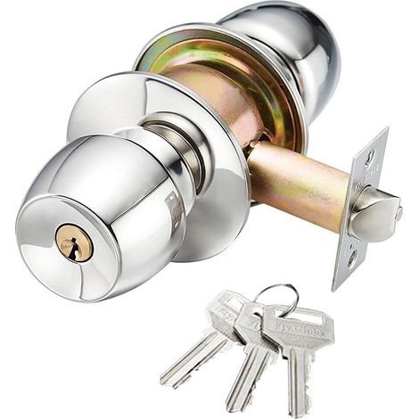 Haustürschloss Mit Schlüssel, Kugeltürknäufe Mit Schlüsseln, Außentürgriff Aus Edelstahl (abmessungen: 60 Mm)