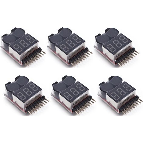 1-8s Lipo-batterietester Mit Niederspannungsalarm Und Led-anzeige Für Lipo-, Li-, Limn- Und Li-ionen-batterien (6 Stück)