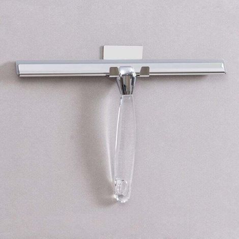 Edelstahlbürstenreiniger Mit 30 Cm Langer Silikonklinge Und Selbstklebendem Wandhaken Für Bad, Küche, Spiegel, Auto, Fenster Und Glas, Transparenter Acrylgriff