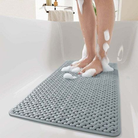 Rutschfeste Badematte Mit Saugnäpfen Und Abflusslöchern, Maschinenwaschbar, Für Babybadewannen (35,5 X 68,5 Cm, Grau)