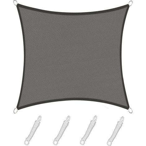 Rechteckiges Sonnensegel 2,5 X 2,5 M, Graphitfarben, Hdpe, 95% Uv-schutz, Für Den Außenbereich (garten, Terrasse, Schwimmbad).