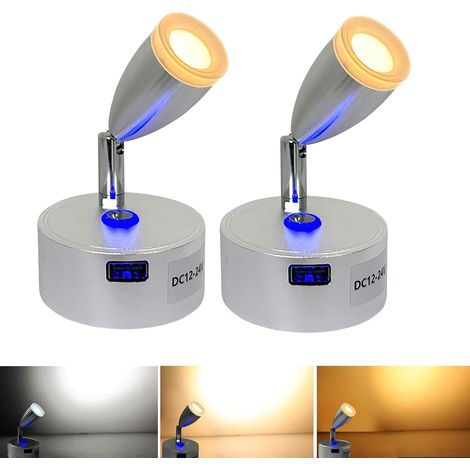 2-teilige 12v-led-leselampe Mit Touch-dimmer, 3 Farbtemperaturen, 12–24v Dc-scheinwerfer Für Wohnmobile