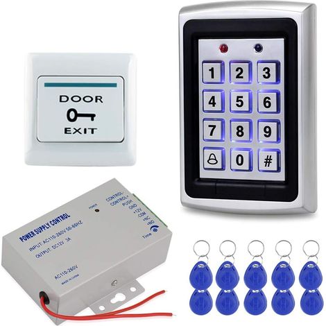 Rfid-tastatur-zutrittskontrollset (125 Khz) – Metall, 12 V Dc, 3 A Netzteil, Ausgangstaster, 10 Handsender Für Den Zugang