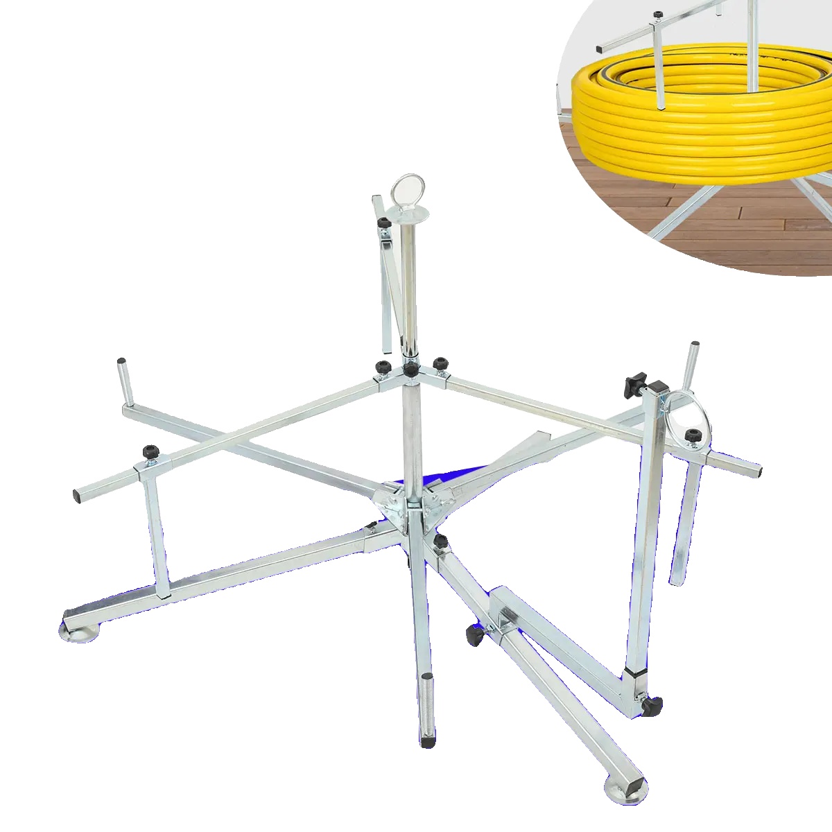 Verstellbare Schlauchtrommel Für Fußbodenheizung, 100 Kg Tragkraft, Robuste Metallkonstruktion, Stabiler Dreibeinstand