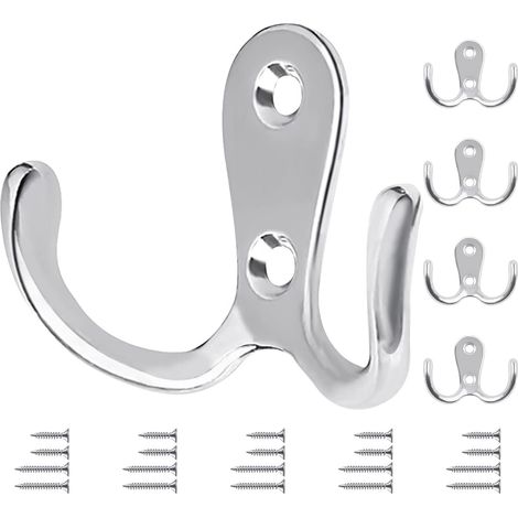 Set Mit 5 Silbernen Garderobenhaken Im Vintage-stil, Retro-metallwandhaken Mit Schrauben Für Küche, Bad, Wand