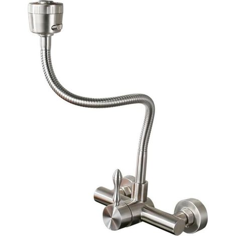 Küchenarmatur, Küchenarmatur Aus Edelstahl 304, Wandmontage, 360° Schwenkbare Küchenarmatur Mit Flexiblem Auslauf (wandmontage)