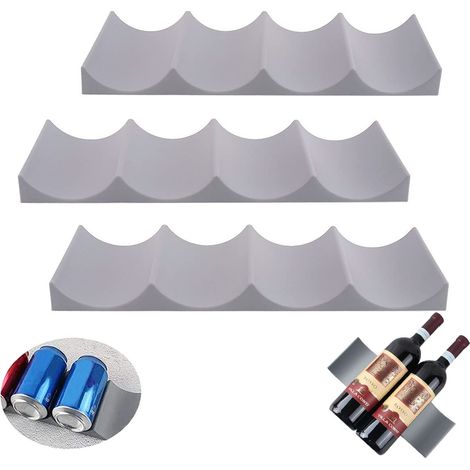 3-teiliges Weinregal Aus Kunststoff Im Europäischen Stil, Rutschfestes Weinregal, Bierdosen-organizer, Stapelbarer Flaschenhalter Für Küche, Kühlschrank, Restaurant, Bar (grau)