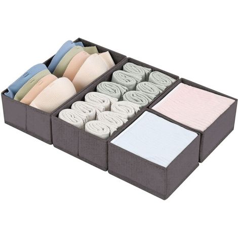 Kleiderschubladen-organizer, 4er-set, Flache Schubladeneinsätze Für Kinderzimmer, Kleidung, Babykleidung, Socken, Unterwäsche, Krawatten (grau)