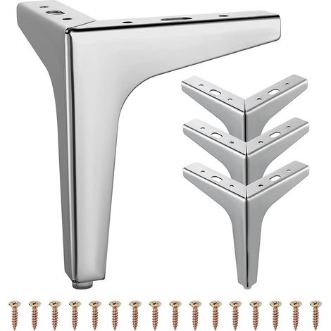 Set Mit 4 Modernen Dreieckigen Metallmöbelbeinen Für Kleiderschrank, Sofa, Stuhl (17 Cm)