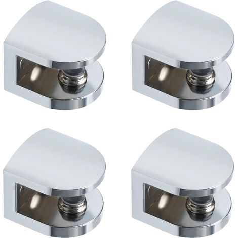 Verstellbare Glasregalhalterung – Set Mit 4 Wandhalterungen Aus Poliertem Chrom – Für 8 Bis 10 Mm Glas – Einfache Montage