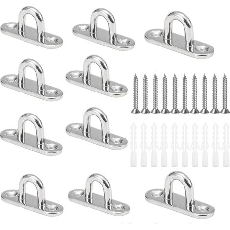 10 Stück M5 U-förmige Deckenhaken Aus Edelstahl 304 Mit 15 X 45 Mm Basis, Wandmontage-ösenplatten